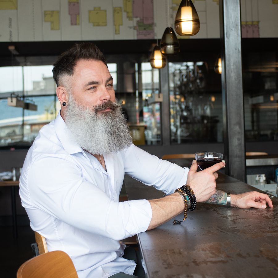 A real customer with a fuller, well-groomed beard